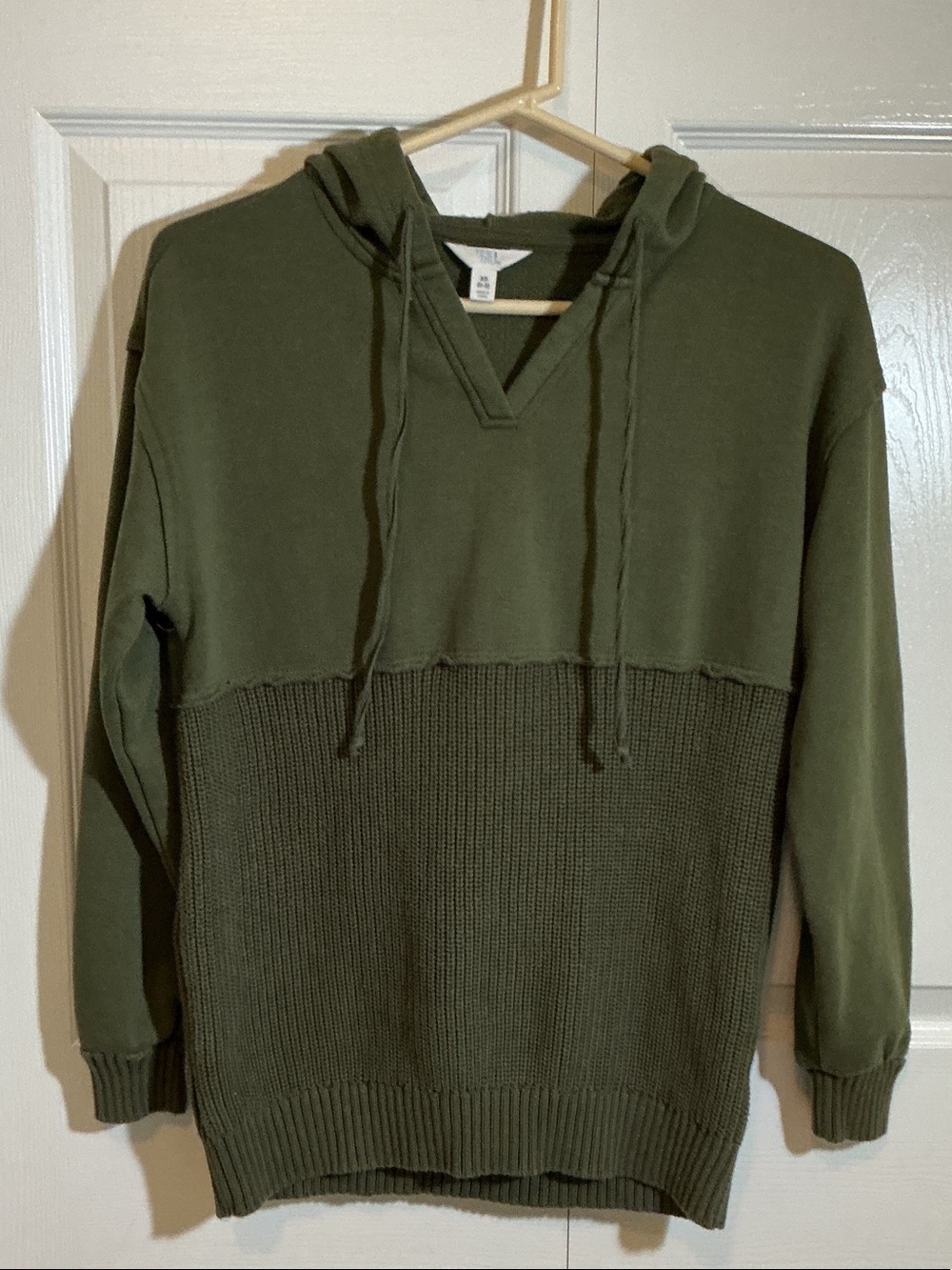 Time and Tru Olive Green Hooded Crewneck Sweater/Hoodie